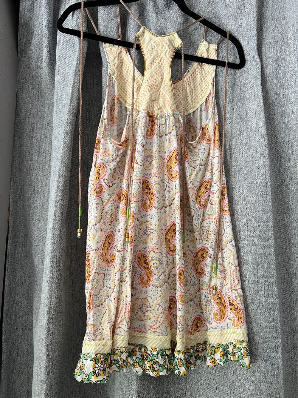 Free People Cream Paisley Sleeveless Nightdress with Yellow & Pink Accents - Picture 2 of 11